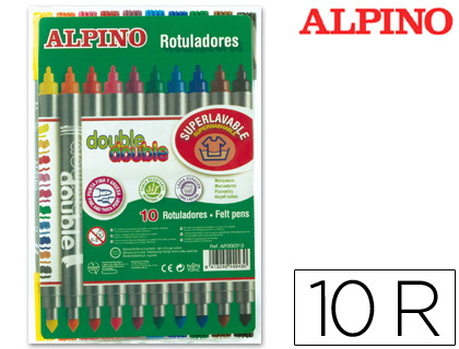 10 rotuladores Alpino Double Double punta gruesa y punta fina